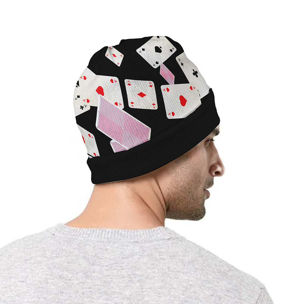 Falling Casino Card Print Beanie