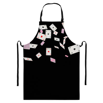 Falling Casino Card Print Bib Apron With Pocket