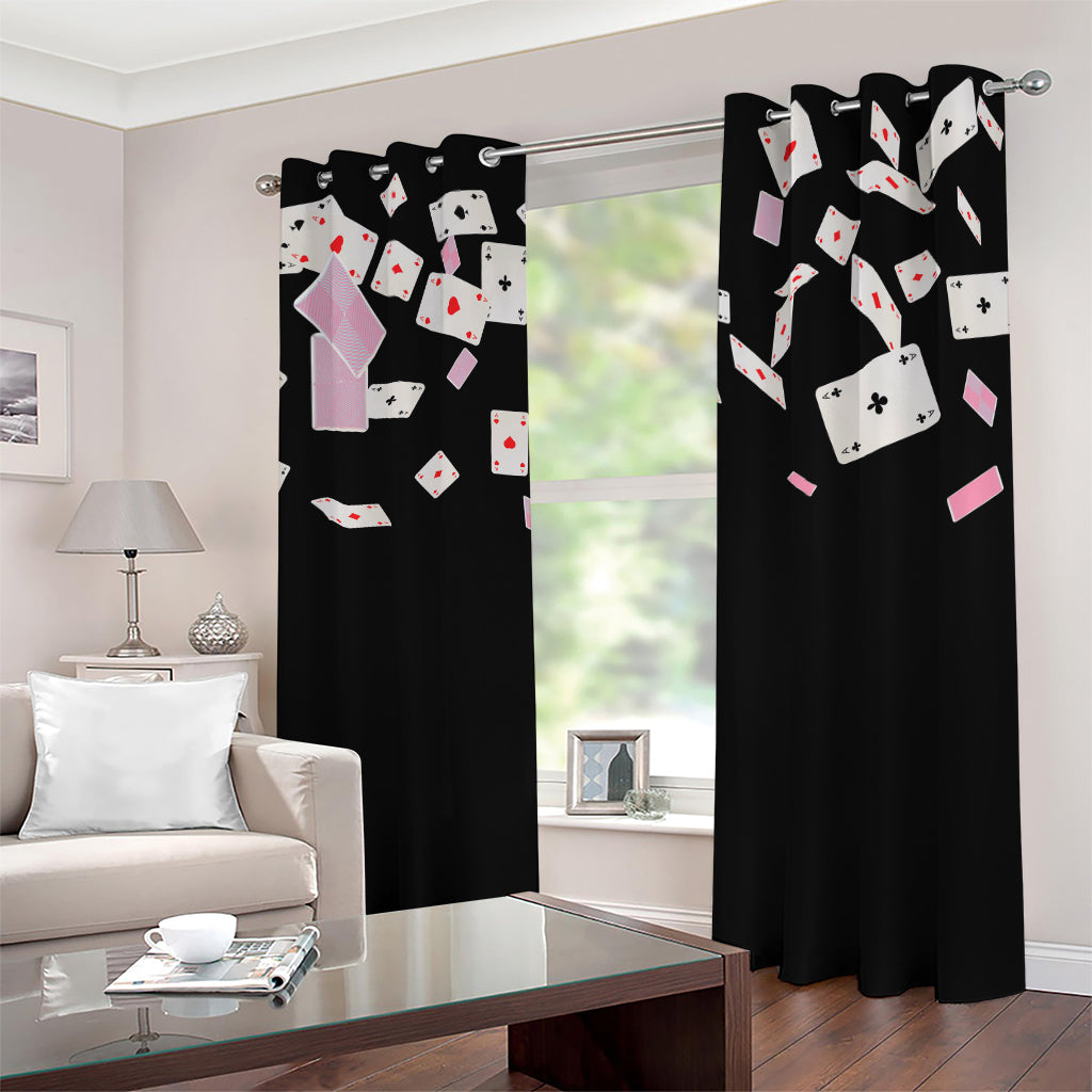 Falling Casino Card Print Blackout Grommet Curtains