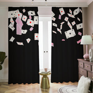 Falling Casino Card Print Blackout Pencil Pleat Curtains