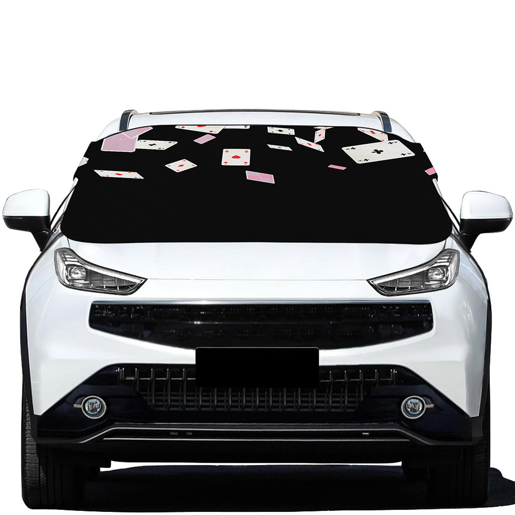 Falling Casino Card Print Car Windshield Snow Cover