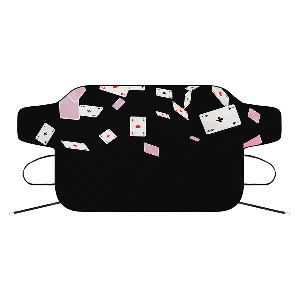 Falling Casino Card Print Car Windshield Snow Cover