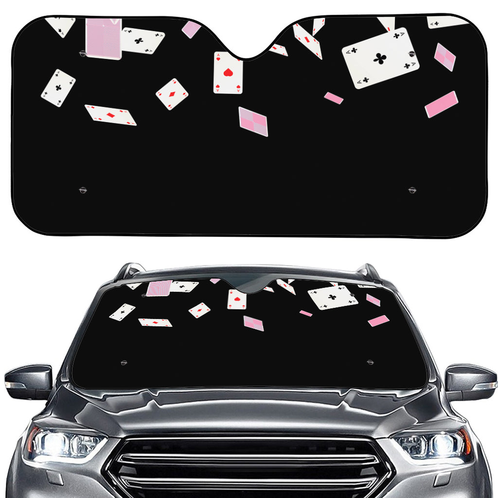 Falling Casino Card Print Car Windshield Sun Shade