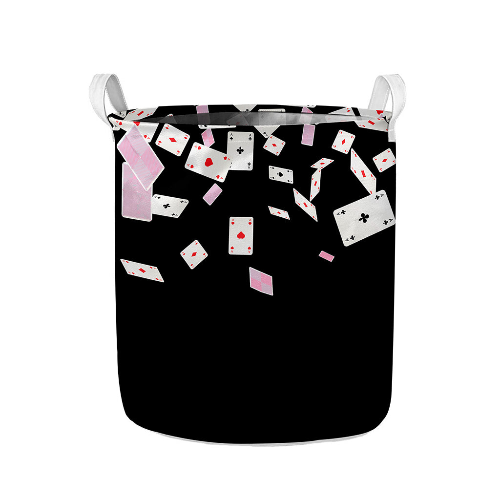 Falling Casino Card Print Collapsible Laundry Basket