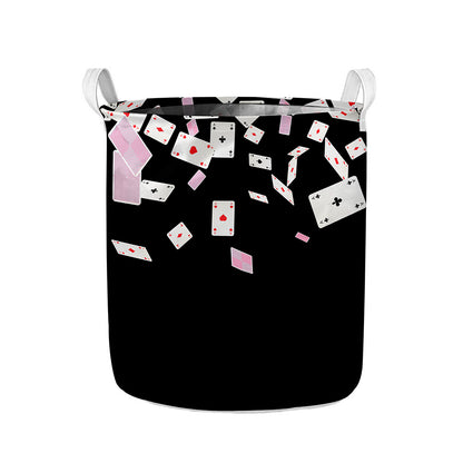 Falling Casino Card Print Collapsible Laundry Basket