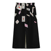 Falling Casino Card Print Cotton Front Slit Maxi Skirt