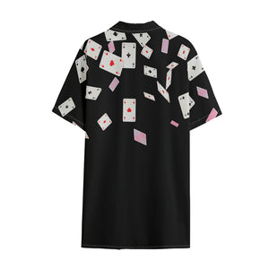 Falling Casino Card Print Cotton Hawaiian Shirt