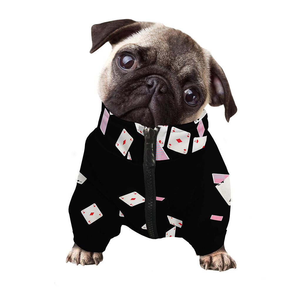 Falling Casino Card Print Dog Zip Up Jacket