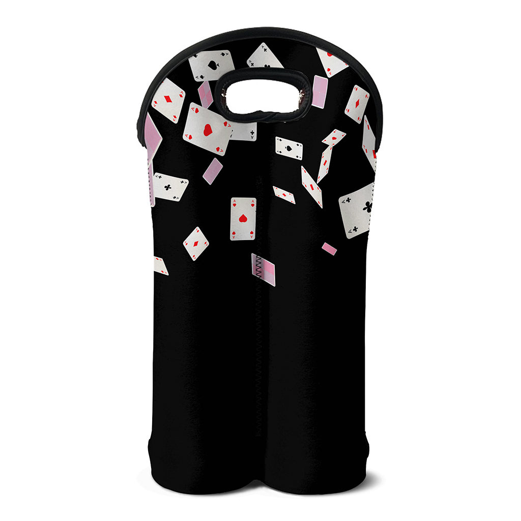 Falling Casino Card Print Double Neoprene Wine Tote