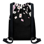 Falling Casino Card Print Drawstring Backpack