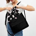 Falling Casino Card Print Drawstring Backpack