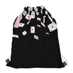 Falling Casino Card Print Drawstring Bag