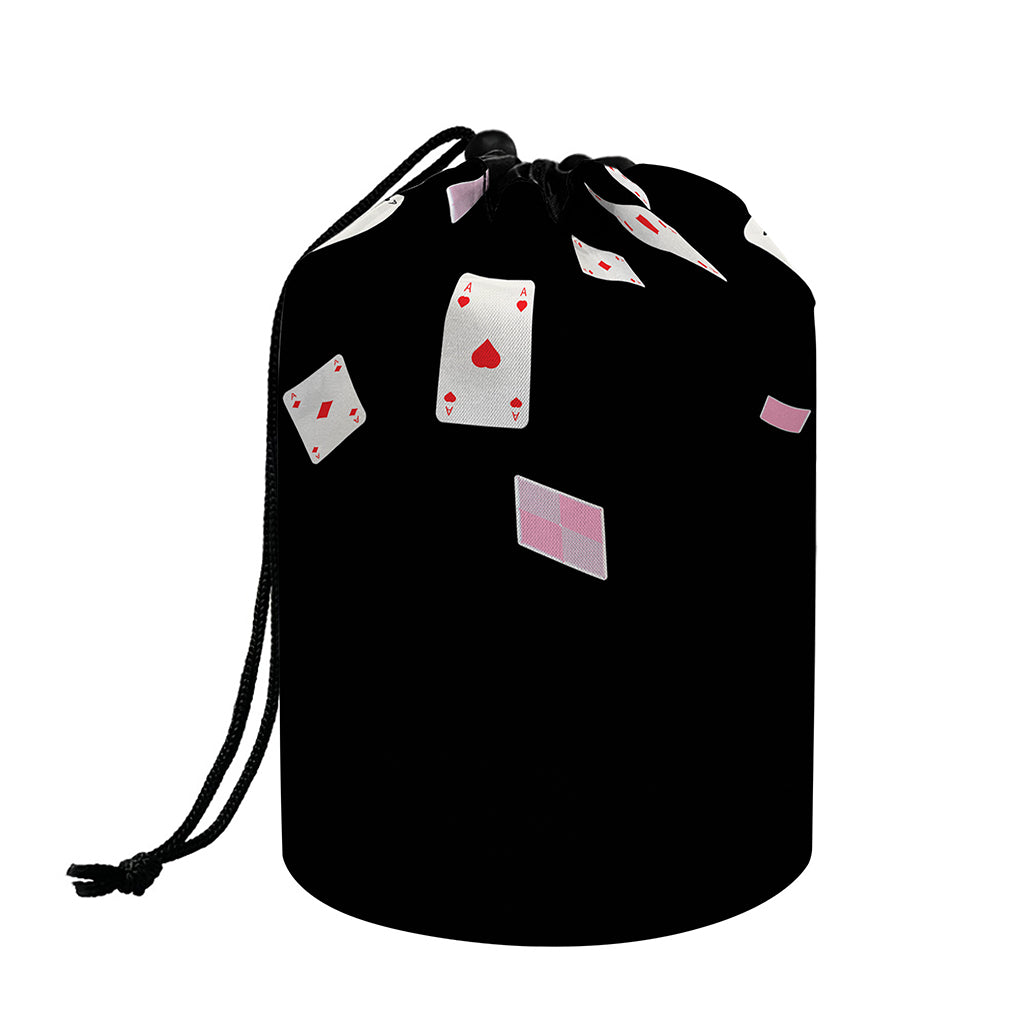 Falling Casino Card Print Drawstring Makeup Bag