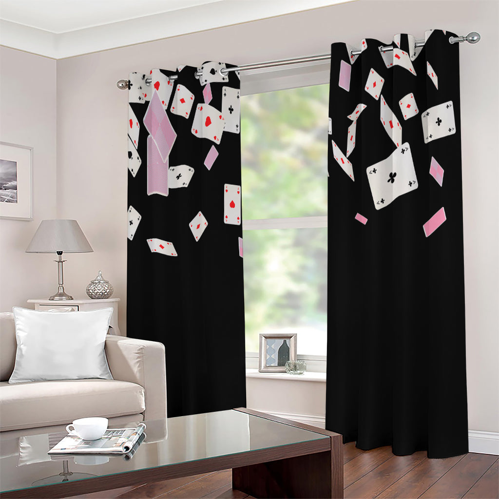 Falling Casino Card Print Extra Wide Grommet Curtains