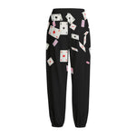 Falling Casino Card Print Fleece Lined Knit Pants