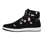 Falling Casino Card Print High Top Leather Sneakers