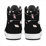 Falling Casino Card Print High Top Leather Sneakers