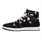 Falling Casino Card Print High Top Leather Sneakers