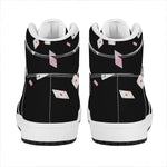 Falling Casino Card Print High Top Leather Sneakers