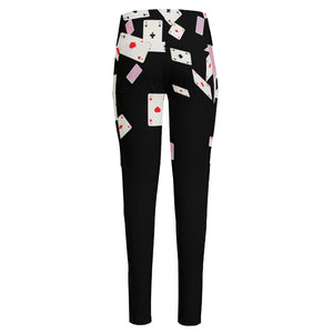 Falling Casino Card Print High-Waisted Pocket Leggings