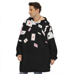 Falling Casino Card Print Hoodie Blanket