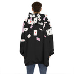 Falling Casino Card Print Hoodie Blanket