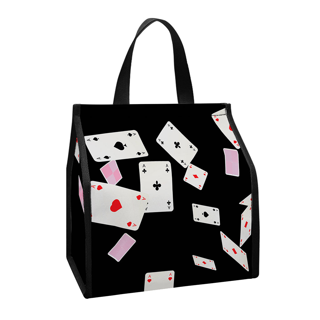 Falling Casino Card Print Insulated Lunch Tote