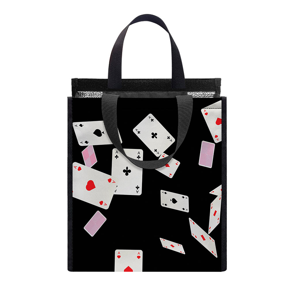 Falling Casino Card Print Insulated Lunch Tote