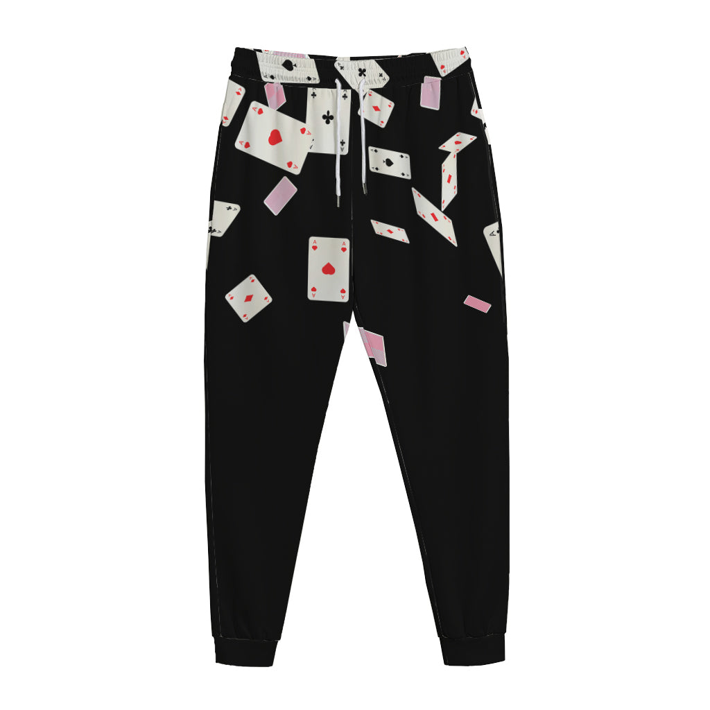 Falling Casino Card Print Jogger Pants
