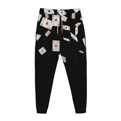 Falling Casino Card Print Jogger Pants