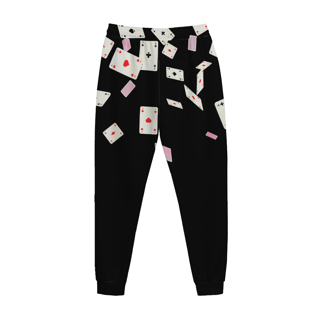 Falling Casino Card Print Jogger Pants