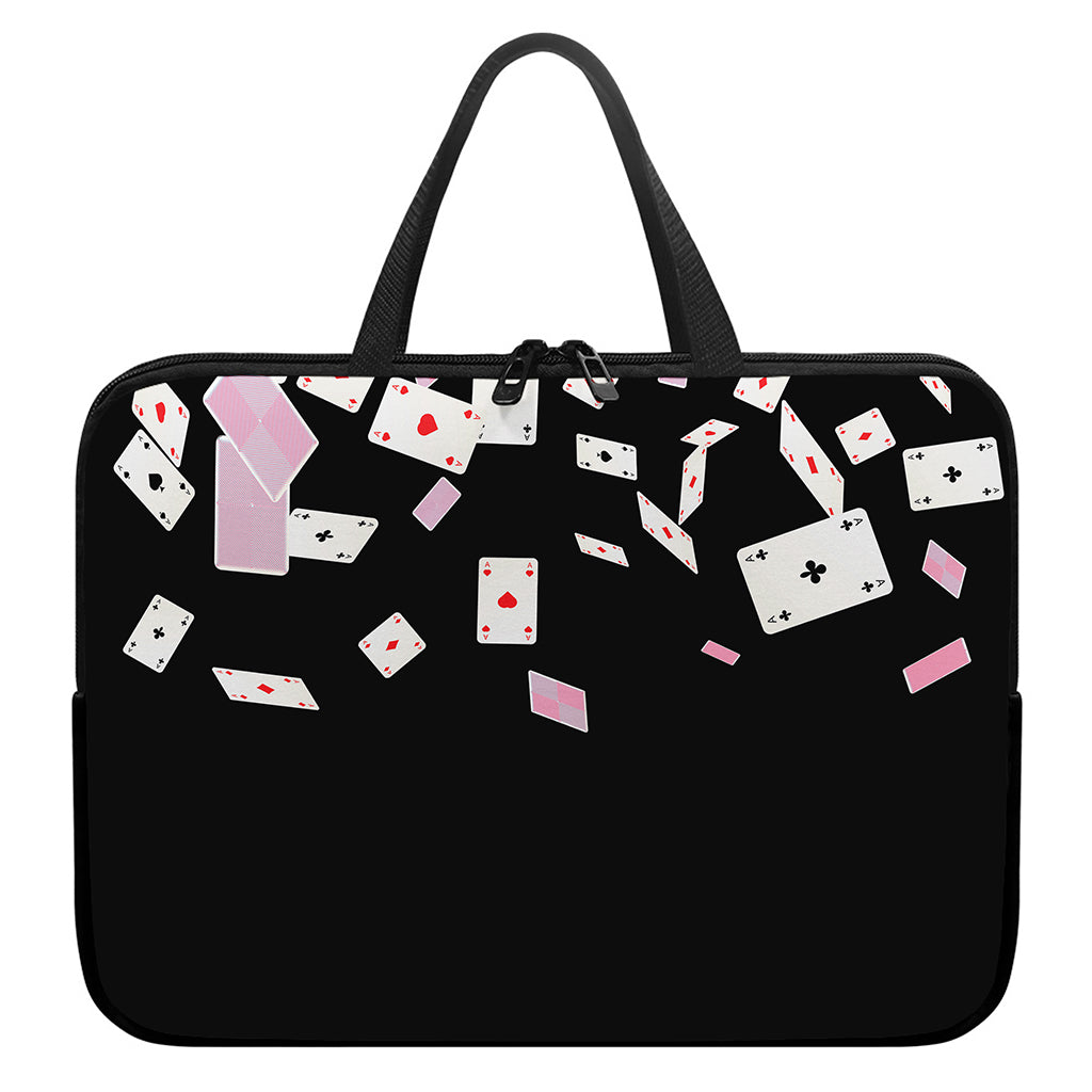 Falling Casino Card Print Laptop Sleeve With Handle