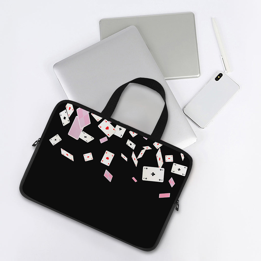 Falling Casino Card Print Laptop Sleeve With Handle