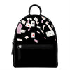 Falling Casino Card Print Leather Backpack