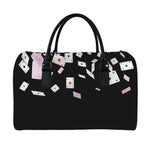 Falling Casino Card Print Leather Duffle Bag