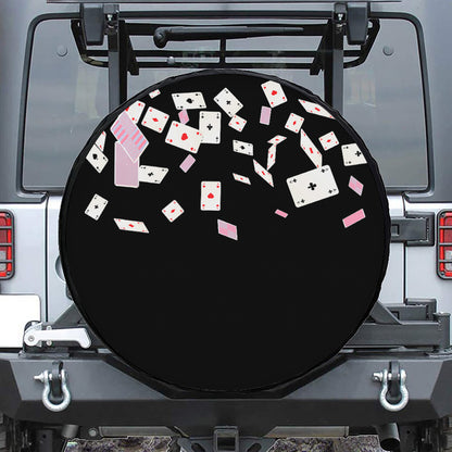 Falling Casino Card Print Leather Spare Tire Cover