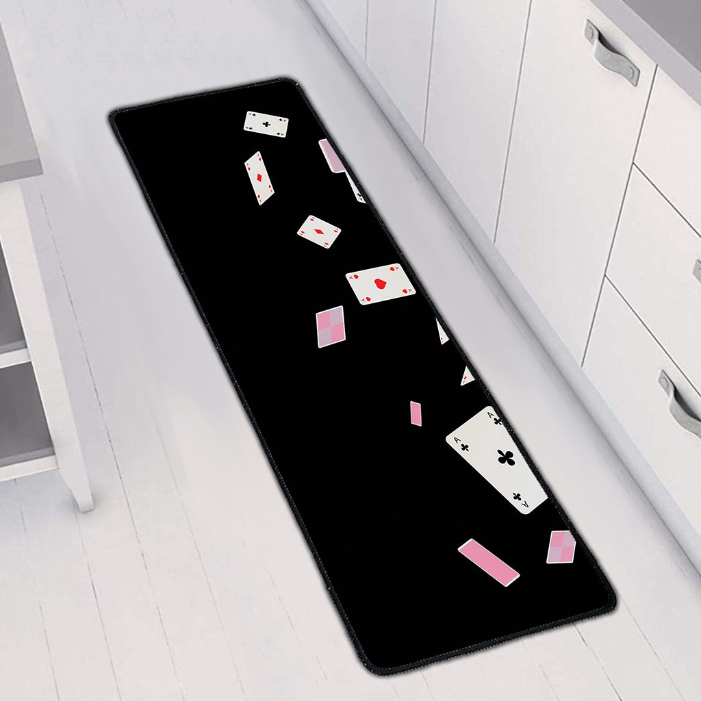 Falling Casino Card Print Long Kitchen Mat
