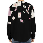 Falling Casino Card Print Long Sleeve Baseball Jersey