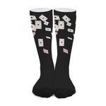 Falling Casino Card Print Long Socks