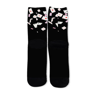 Falling Casino Card Print Long Socks