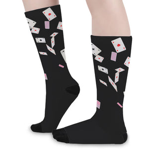 Falling Casino Card Print Long Socks