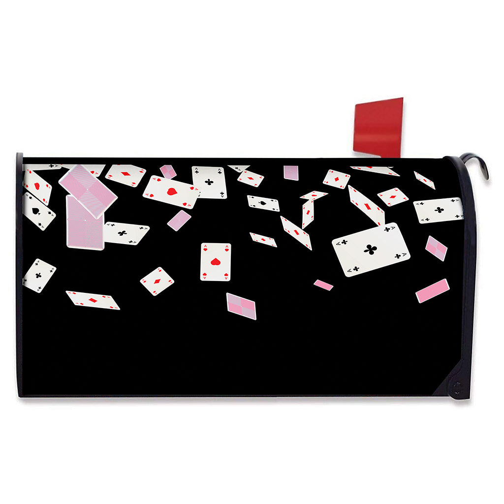 Falling Casino Card Print Mailbox Cover