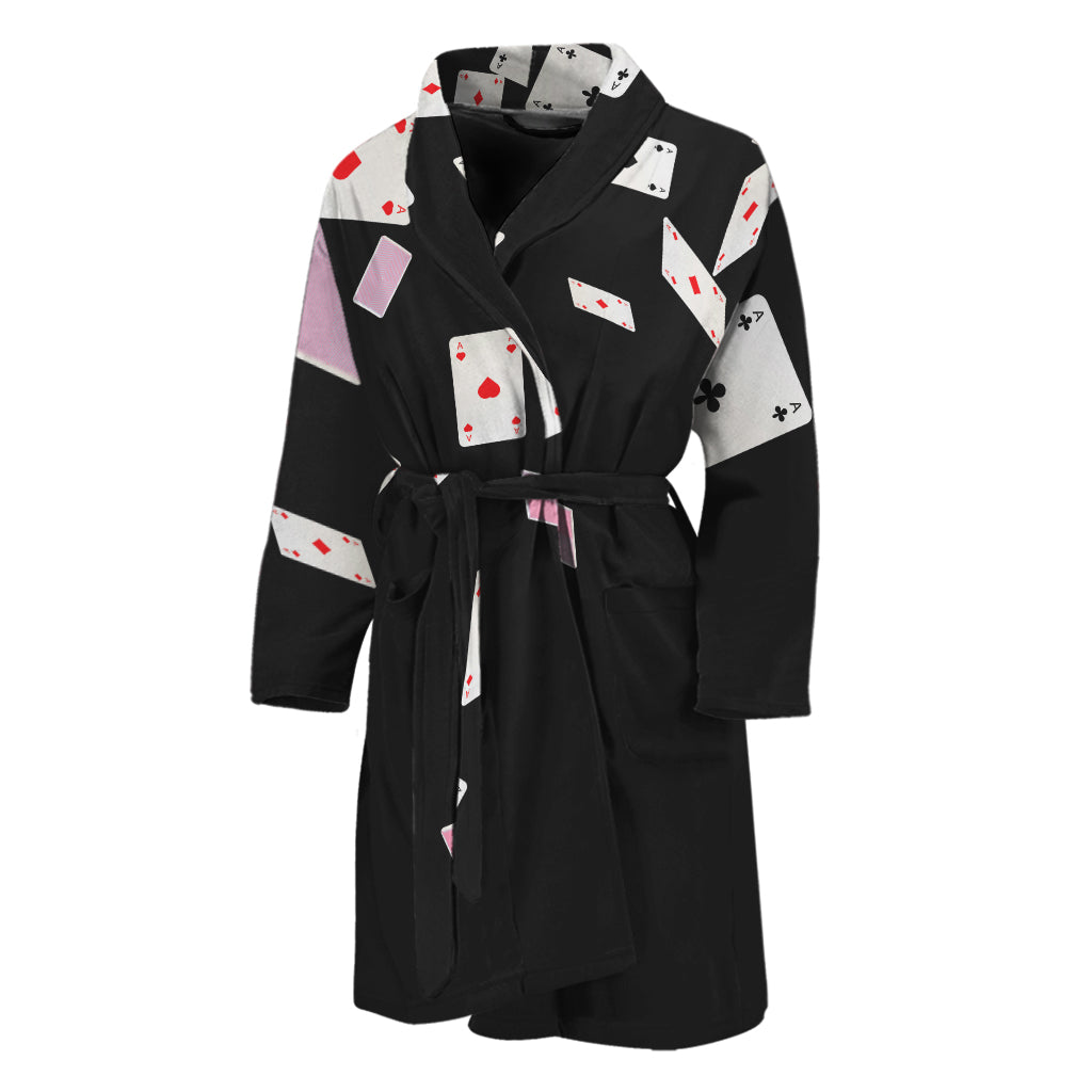 Falling Casino Card Print Men's Bathrobe