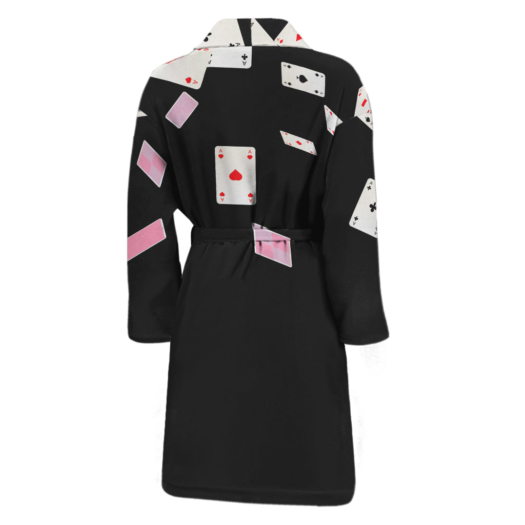 Falling Casino Card Print Men's Bathrobe