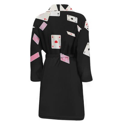 Falling Casino Card Print Men's Bathrobe