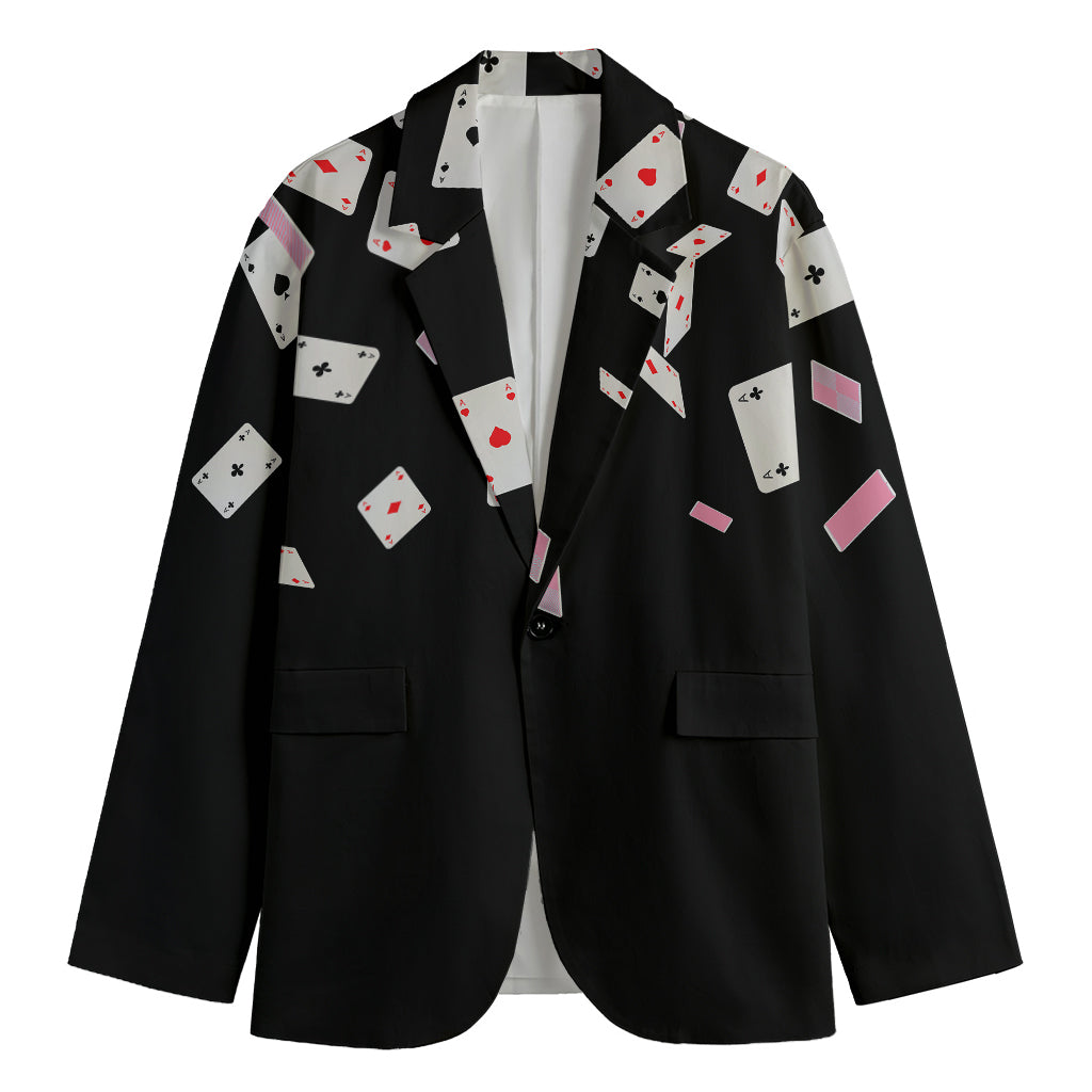 Falling Casino Card Print Men's Blazer