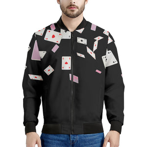 Falling Casino Card Print Men's Bomber Jacket