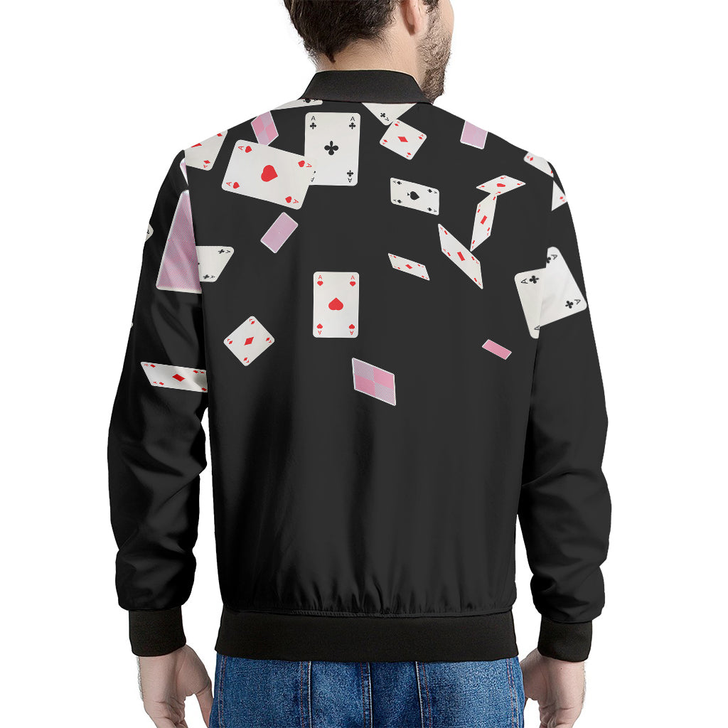 Falling Casino Card Print Men's Bomber Jacket