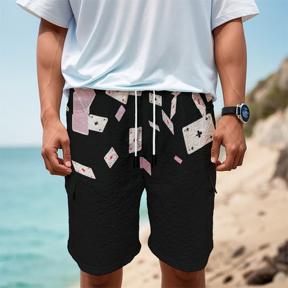 Falling Casino Card Print Men's Cargo Shorts