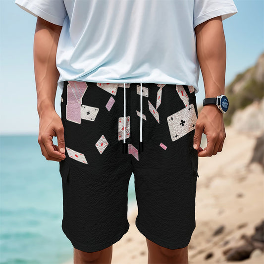 Falling Casino Card Print Men's Cargo Shorts